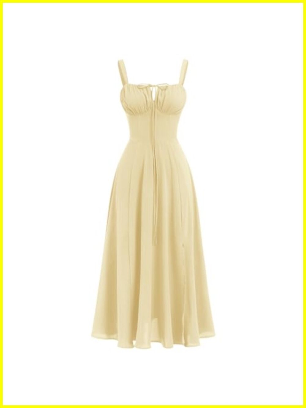 Women Floral Corset Midi Sundress Spaghetti Straps Split Boho Bustier